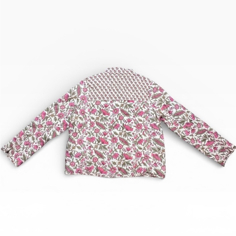 Think FALL! Anthropologie dRA LA Quilted Floral Zip Jacket Pink Green Medium - Picture 2 of 12